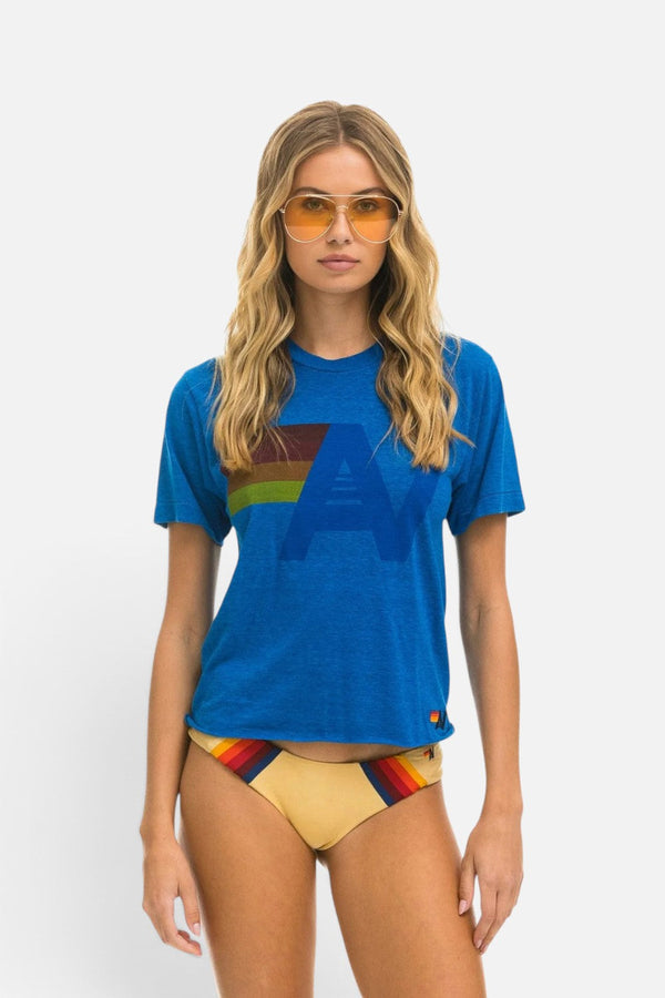 Aviator Nation Logo Boyfriend Tee in Ocean