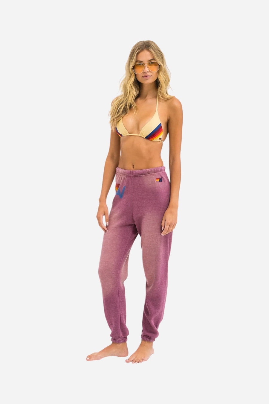 Aviator Nation Vintage Logo Sweatpants in Faded Berry – detail