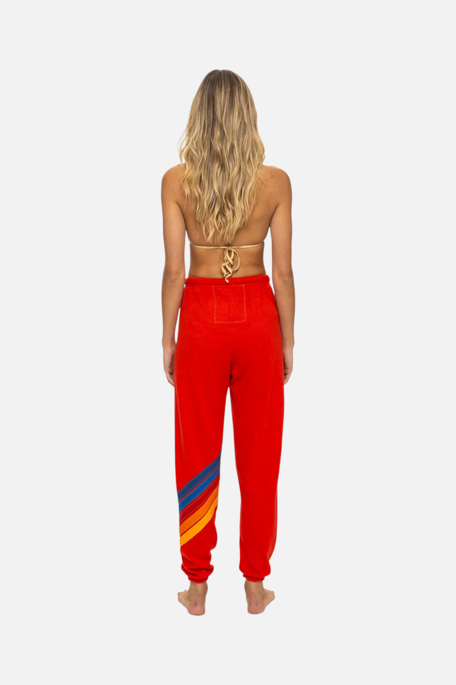 Aviator Nation Women's All Seasons Circle Chevron Sweatpant in Red – back view