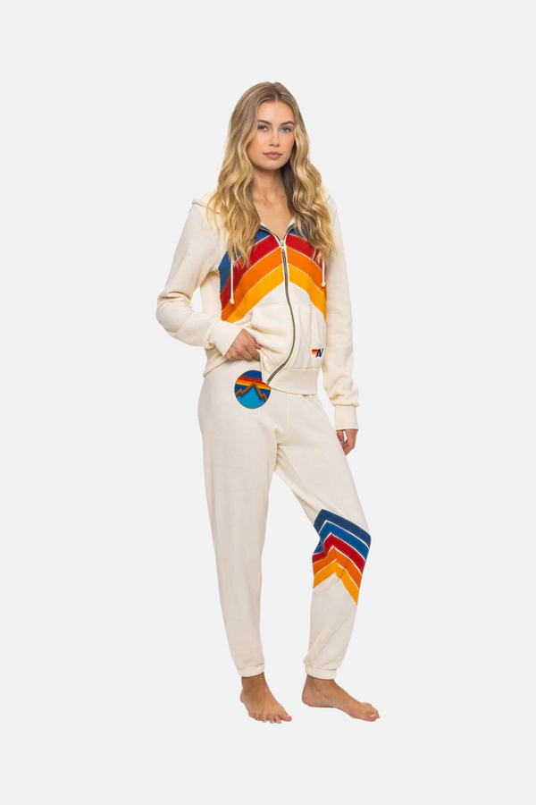 Aviator Nation Women's All Seasons Circle Chevron Sweatpant in Vintage White