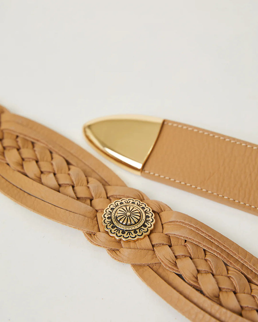 B-Low The Belt Jordana Mini Wrangler Leather Belt in Vacchetta Gold – back view