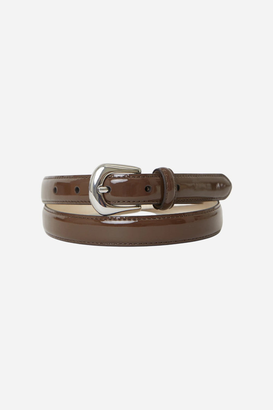 B-Low The Belt Kennedy Mini Patent Leather Belt Chocolate Silver – back view