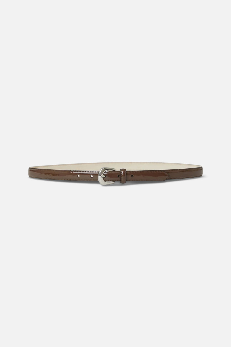 B-Low The Belt Kennedy Mini Patent Leather Belt in Chocolate Silver – front view
