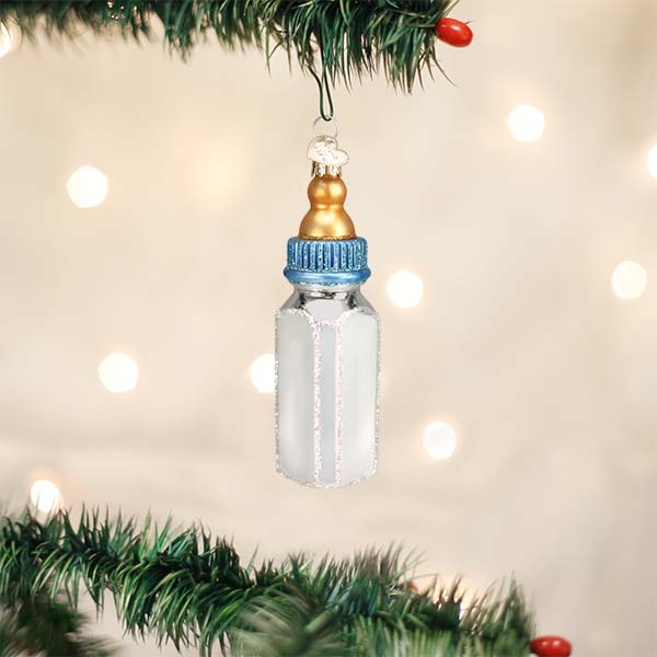 Baby Bottle Boy Ornament – back view