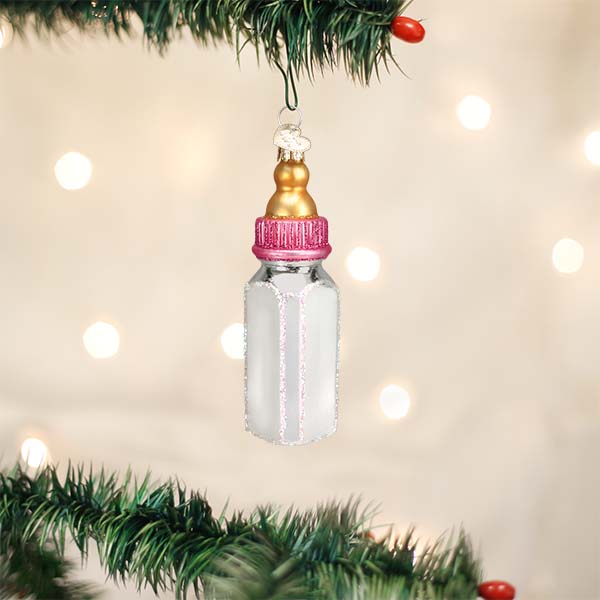 Baby Bottle Girl Ornament – back view