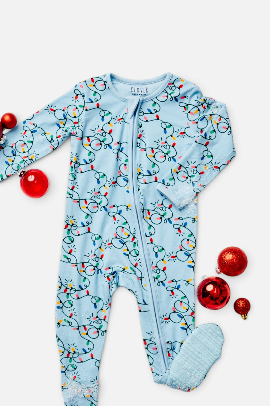 Baby Christmas Lights Zipper Footie – alternate