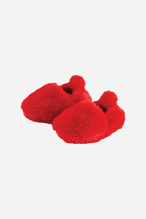 Baby Plush Slippers Red – front view