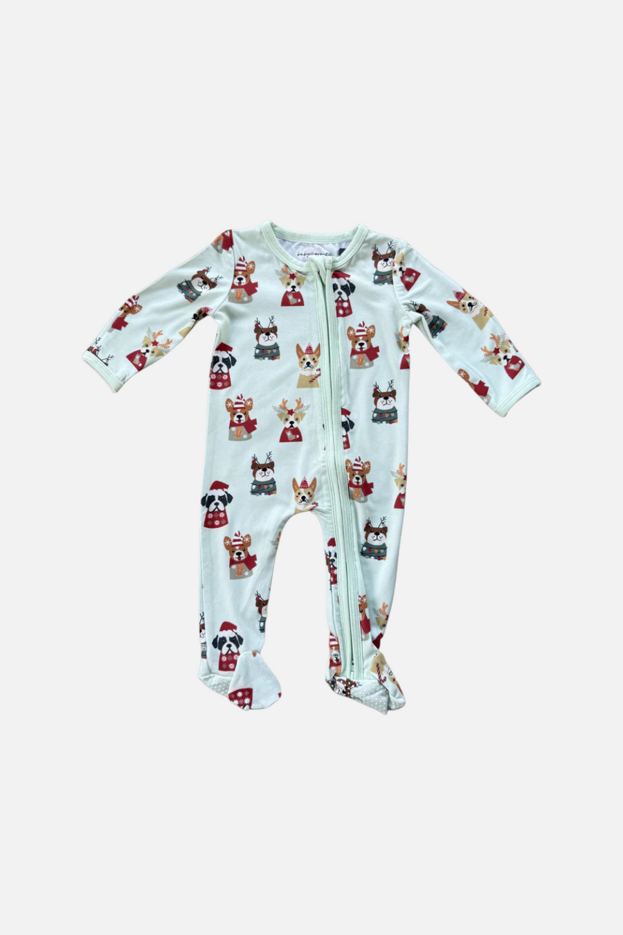 Babysprouts Footie Romper Pjs Christmas Dogs – front view