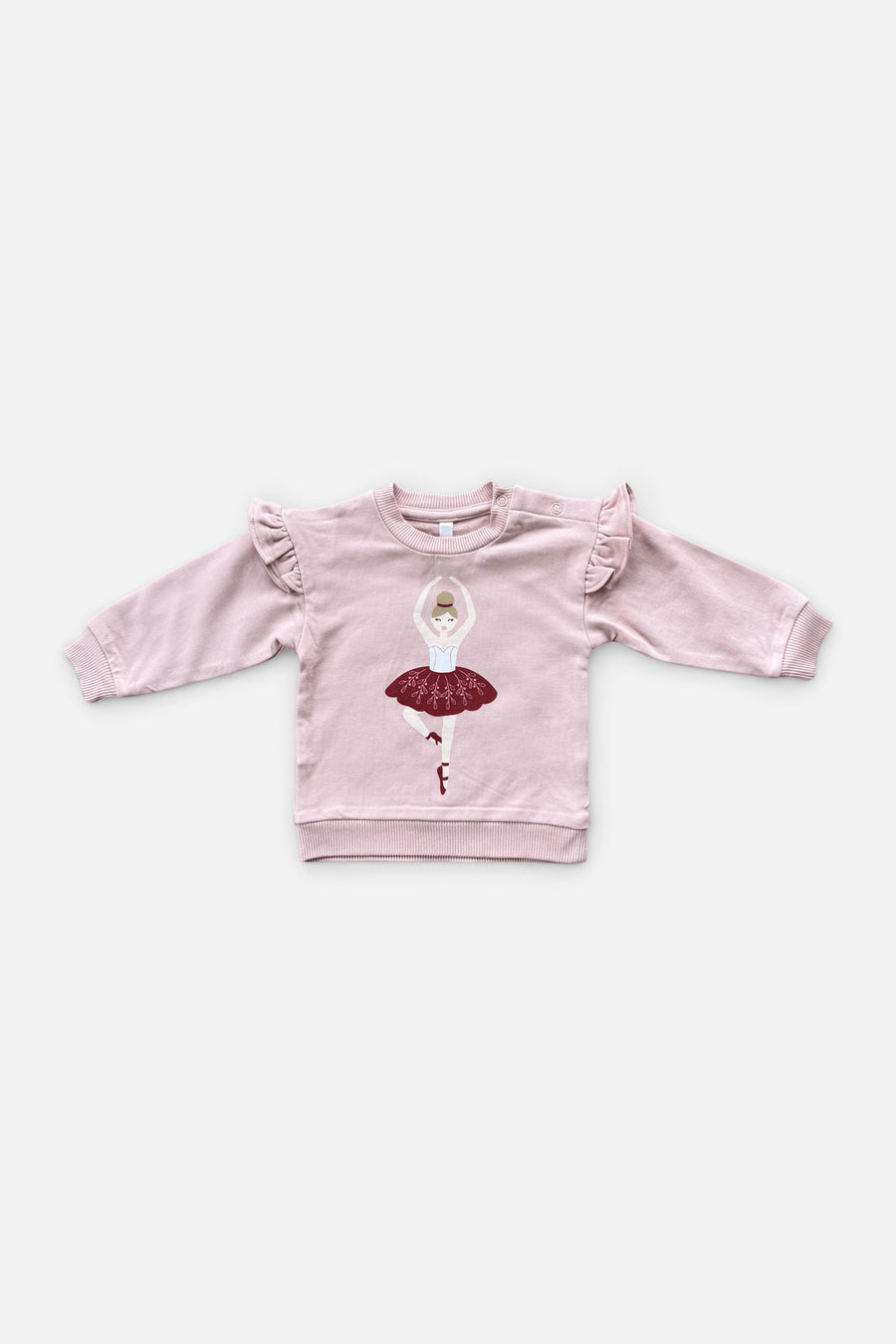 Babysprouts Infant Ballerina Ruffle Sweatshirt – flat lay