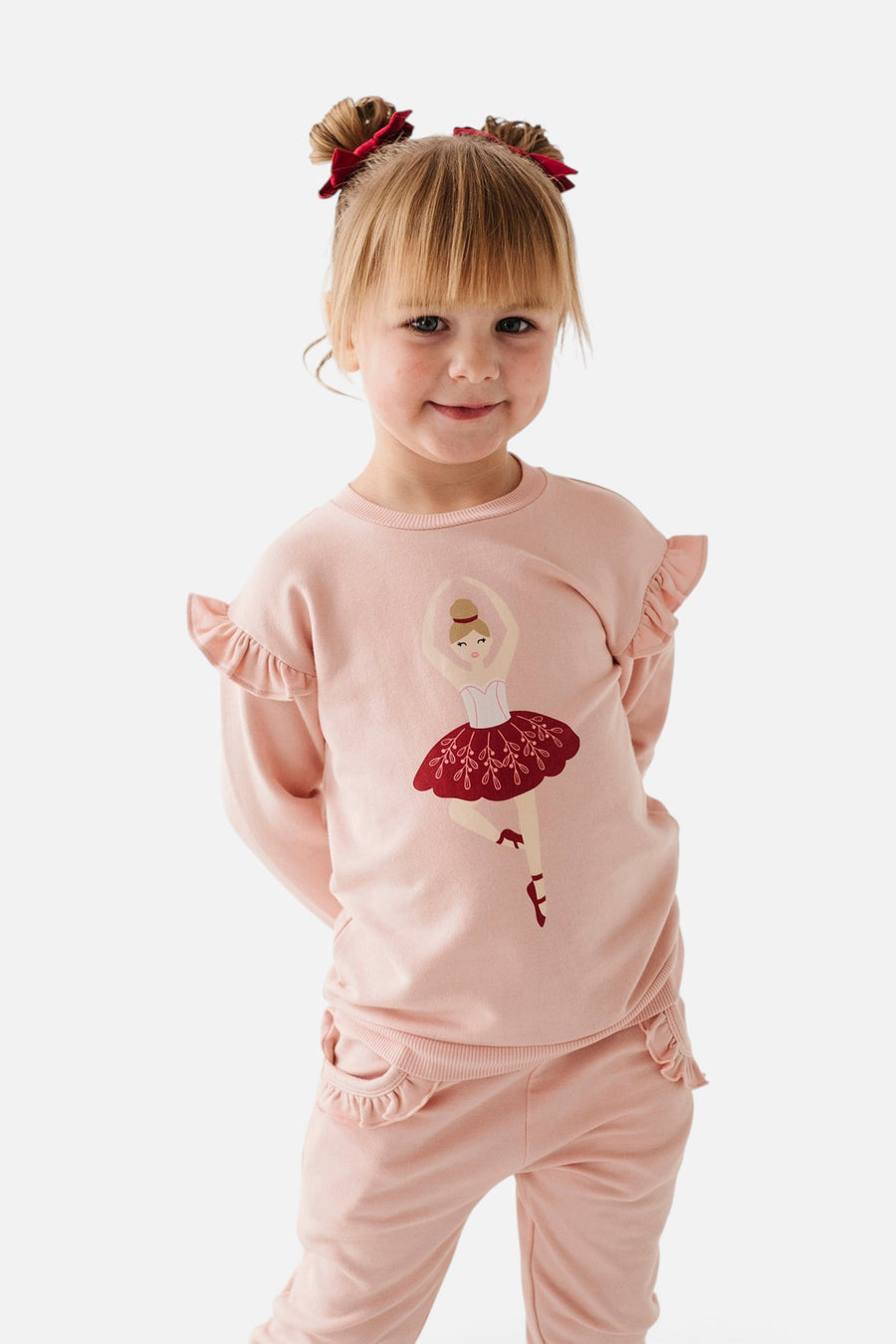 Babysprouts Infant Ballerina Ruffle Sweatshirt – on model