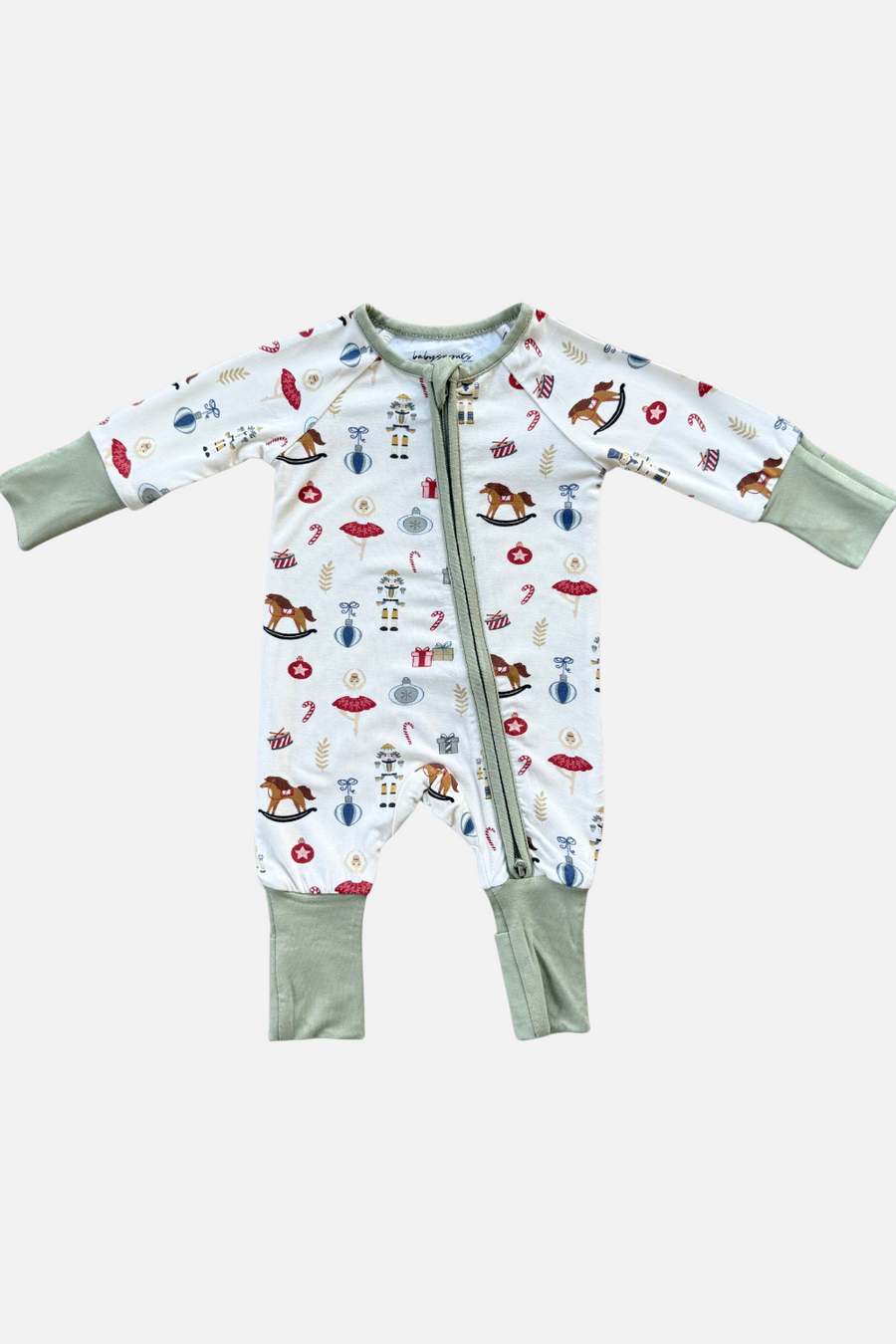 Babysprouts Long Sleeve Zip Romper Nutcracker – front view