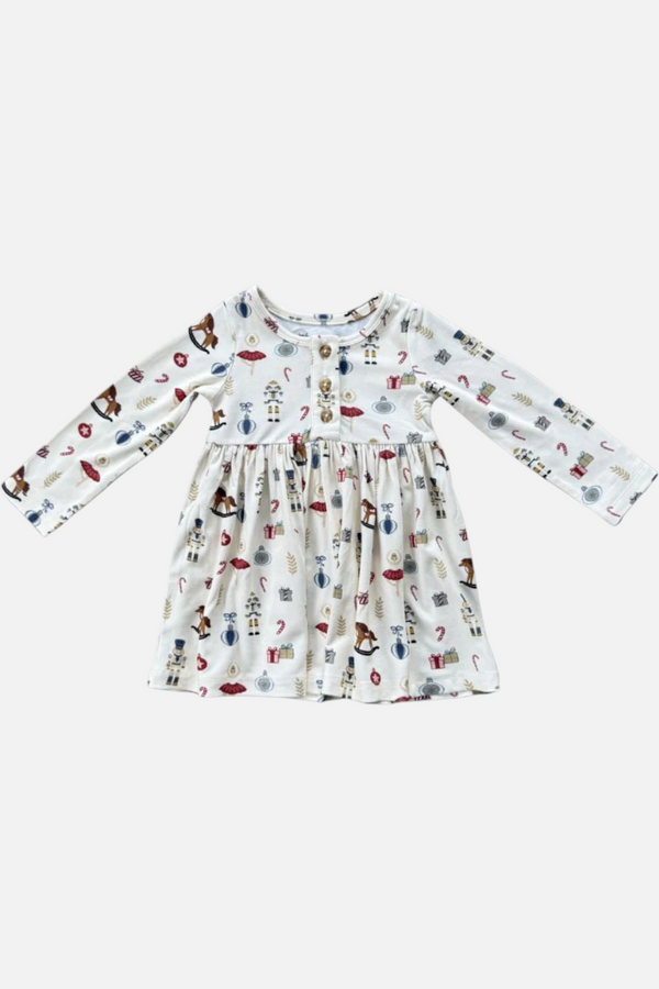 Babysprouts Toddler Long Sleeve Henley Dress Nutcracker