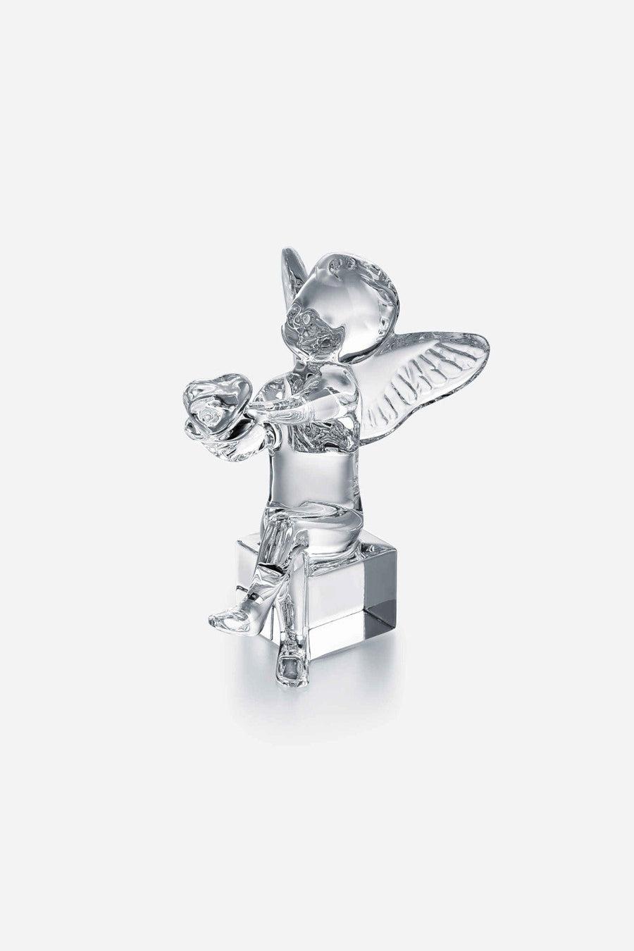 Baccarat Cherub Angel Holding Heart Figurine – front view