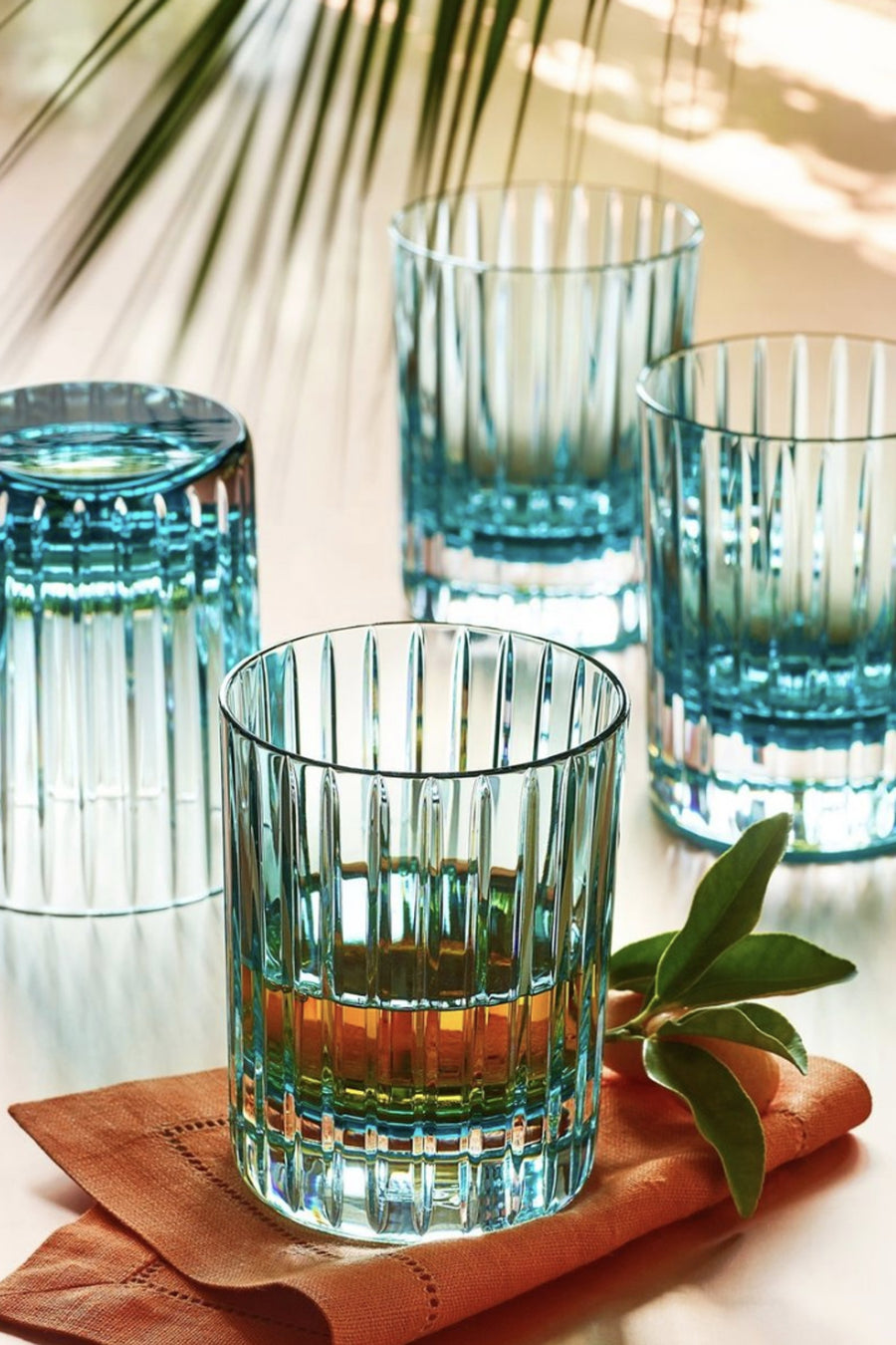 Baccarat Harmonie Tumblers in Turquoise - Set of 4 – side view