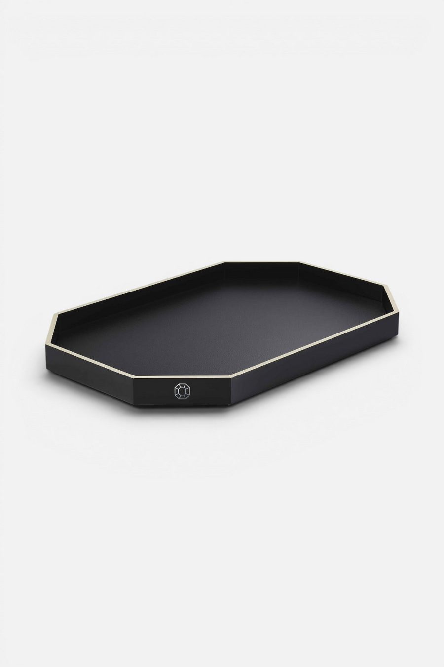 Baccarat Medium Octogone Tray in Black – front view