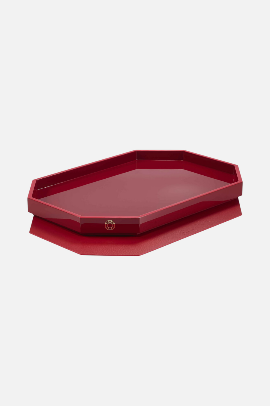 Baccarat Medium Octogone Tray in Red – back view