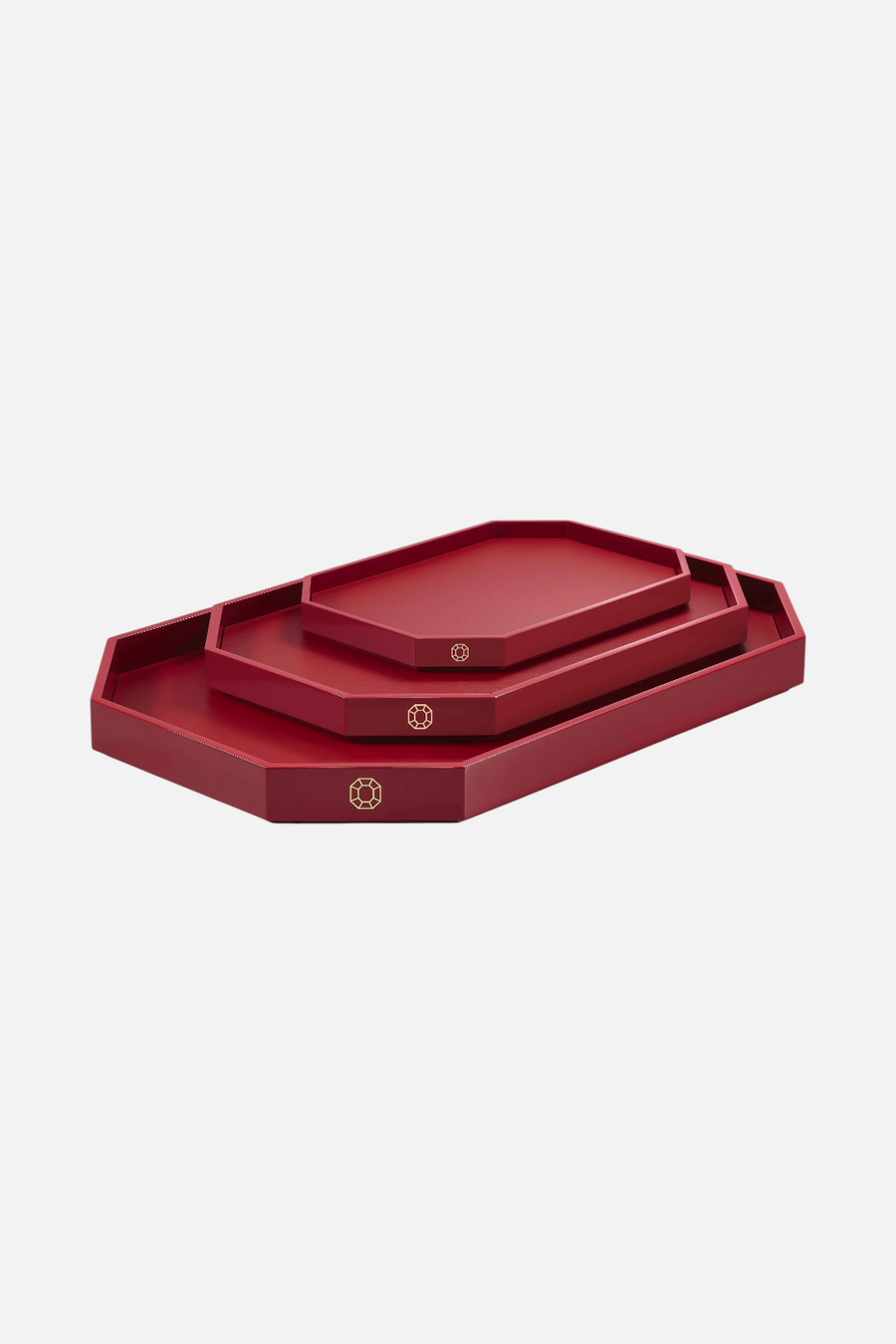 Baccarat Medium Octogone Tray in Red – flat lay
