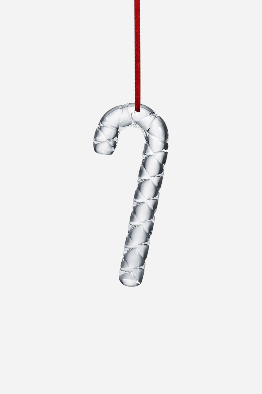 Baccarat Noel Candy Cane Clear Ornament – front view