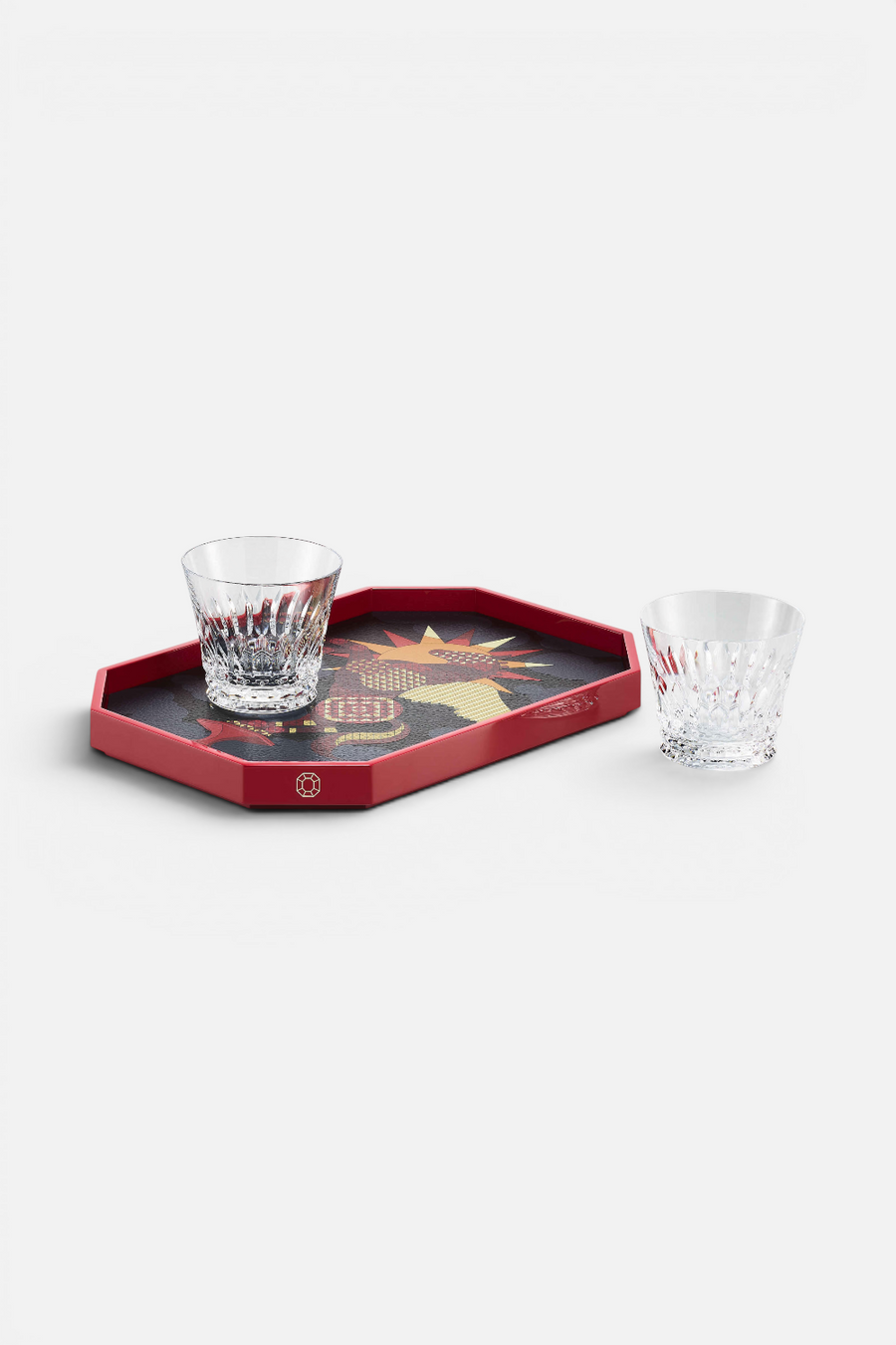 Baccarat Pegasus Octogone Tray in Red – detail