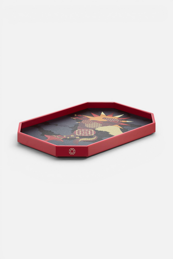 Baccarat Pegasus Octogone Tray in Red