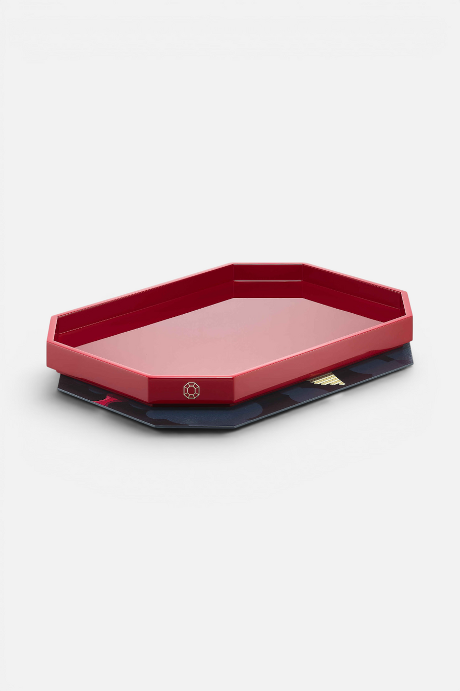 Baccarat Pegasus Octogone Tray in Red – side view