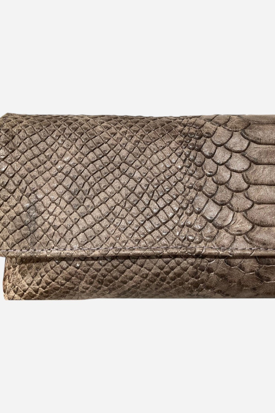 Baguette Clutch - Grey Snake – back view