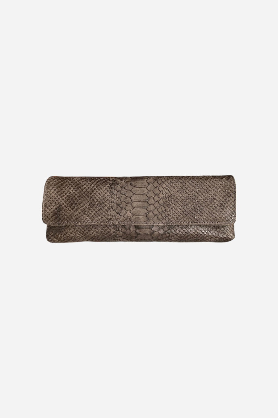 Baguette Clutch - Grey Snake – front view