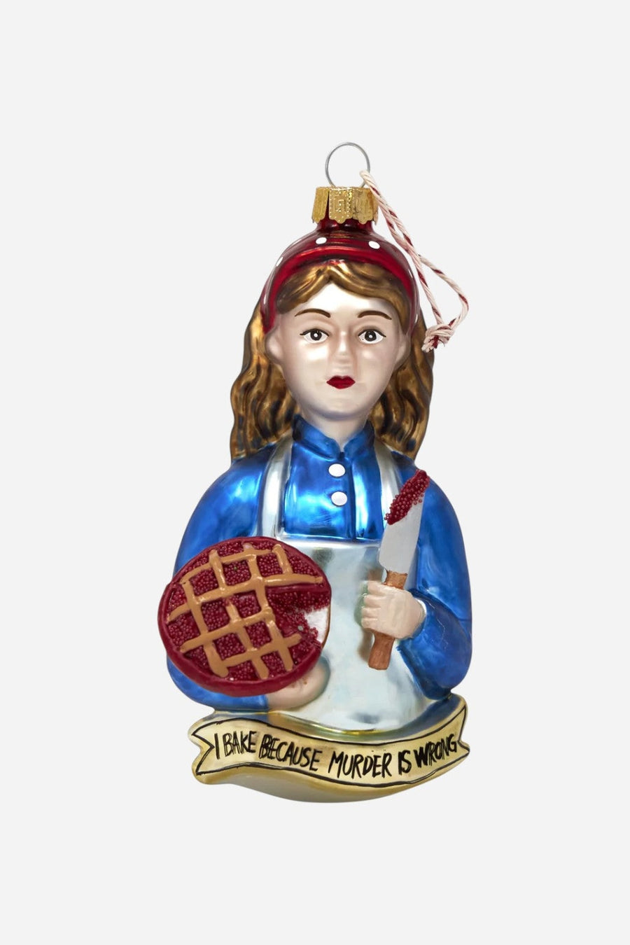Bake Because Murder Is Wrong Ornament – side view