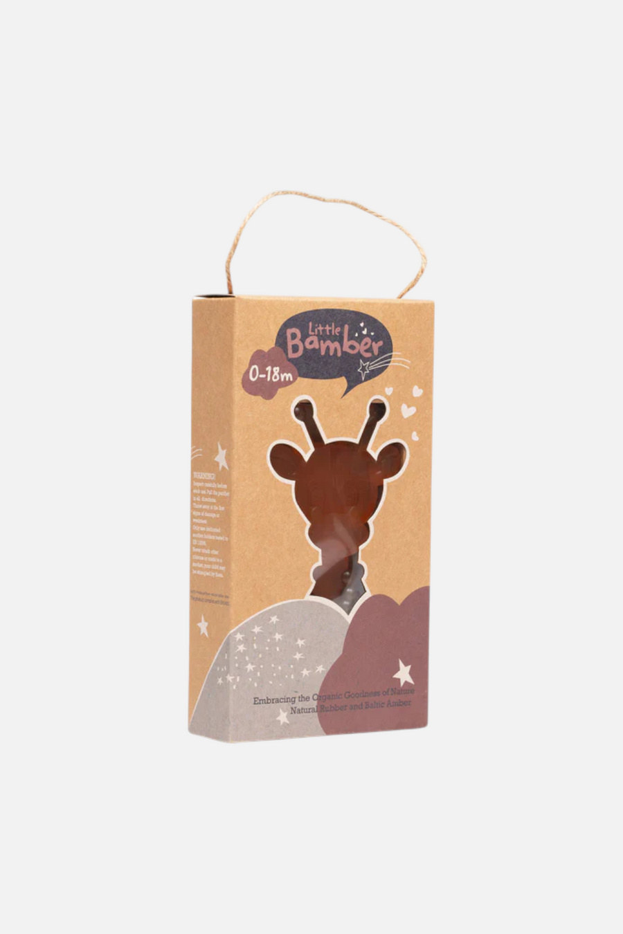 Bambeado Little Bamber Teether in Natural Rubber & Baltic Amber – back view