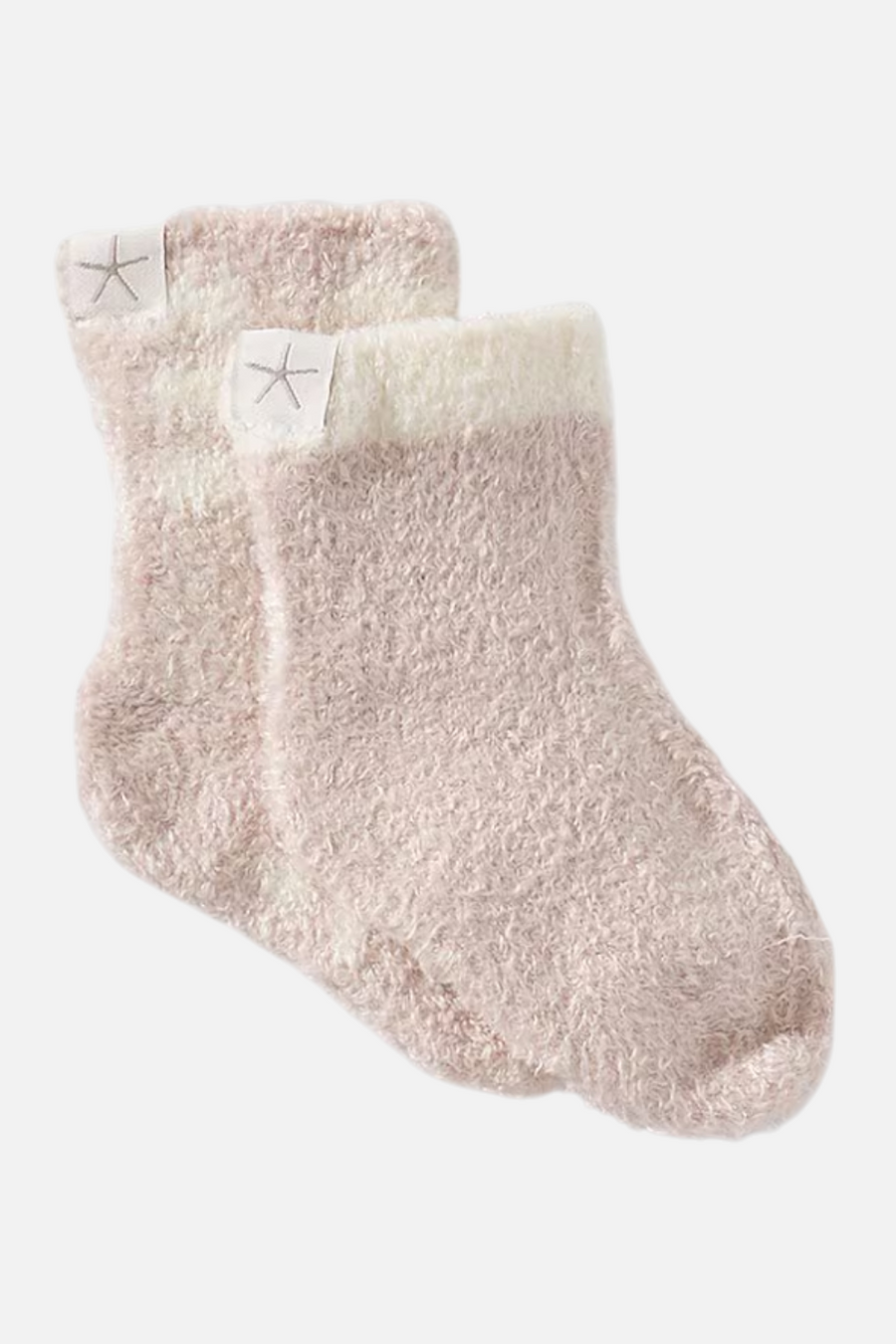 Barefoot Dreams Baby Plaid Sock Set in Barely Pink – front view