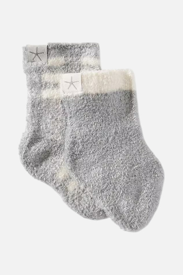 Barefoot Dreams Baby Plaid Sock Set in Moonbeam