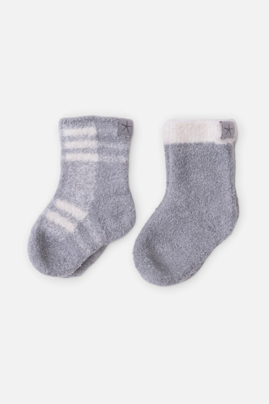 Barefoot Dreams Baby Plaid Sock Set in Moonbeam – pair