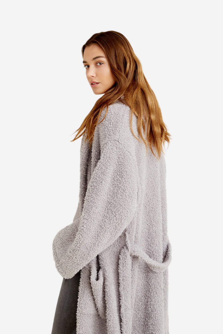 Barefoot Dreams CozyChic Adult Robe in Dove Grey – side view