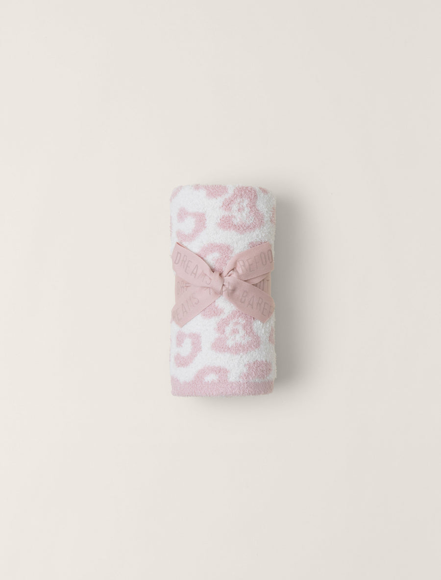 Barefoot Dreams CozyChic Barefoot in the Wild Baby Blanket in Dusty Rose – detail