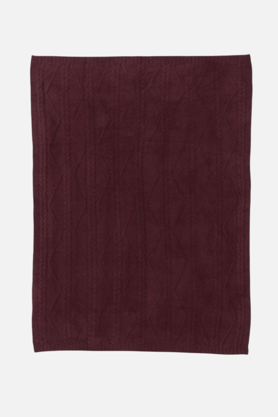 Barefoot Dreams CozyChic Fisherman Cable Throw in Deep Aubergine – back view