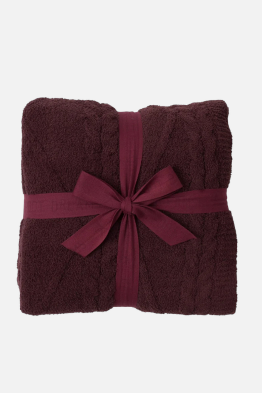 Barefoot Dreams CozyChic Fisherman Cable Throw in Deep Aubergine – front view
