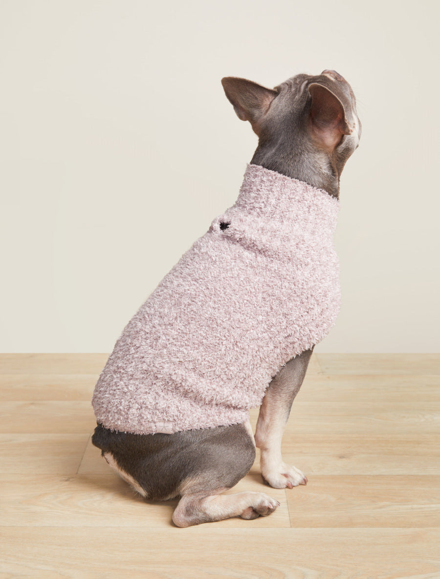 Barefoot Dreams CozyChic Ribbed Pet Sweater in Heathered Vintage Rose – back view