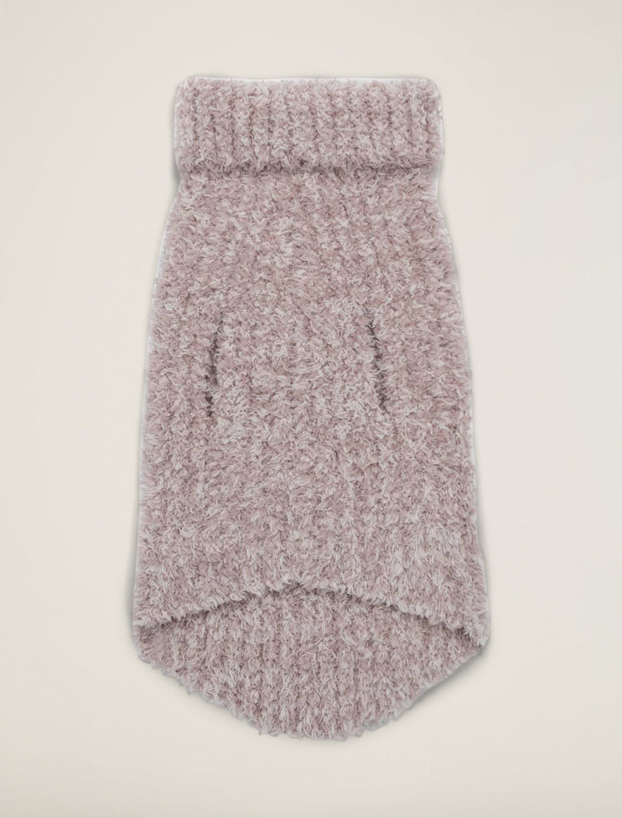 Barefoot Dreams CozyChic Ribbed Pet Sweater in Heathered Vintage Rose – flat lay