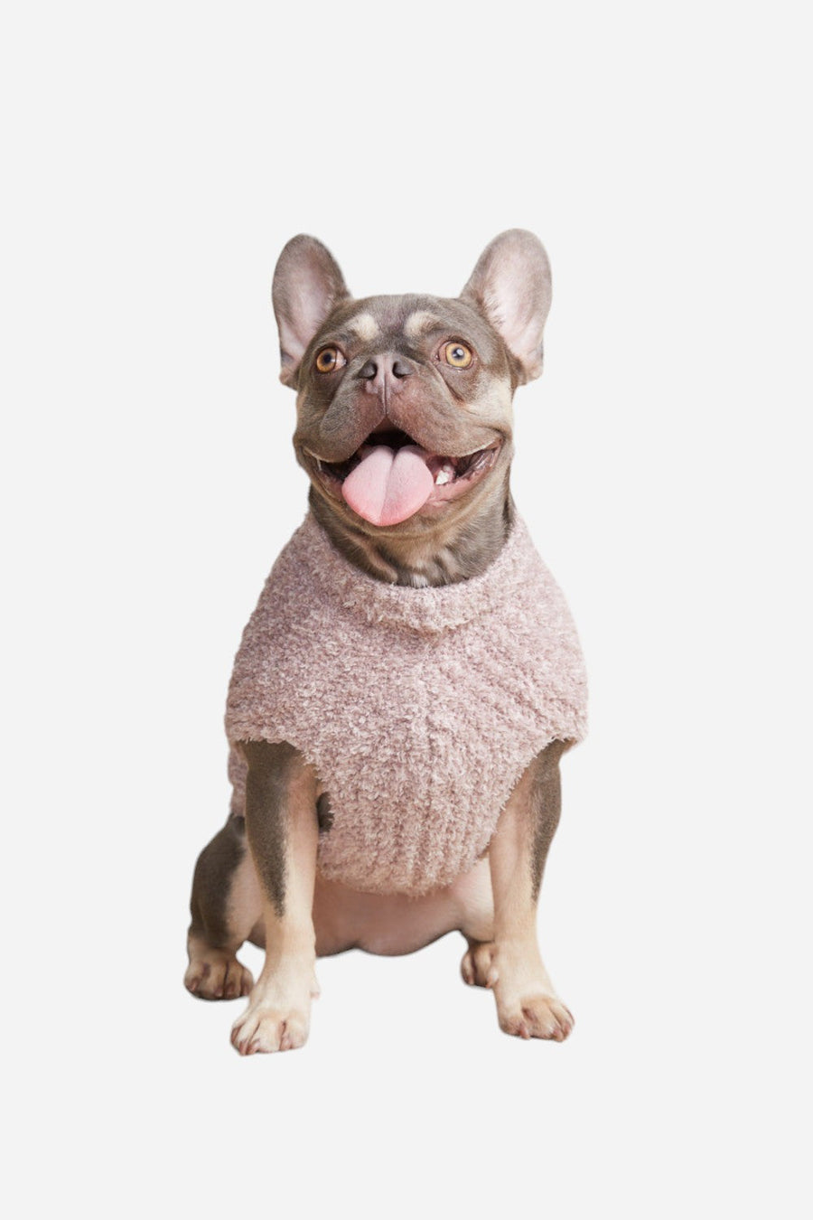 Barefoot Dreams CozyChic Ribbed Pet Sweater in Heathered Vintage Rose – front view