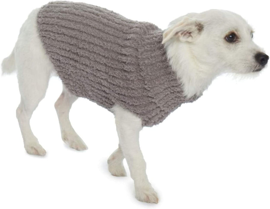 Barefoot Dreams CozyChic Ribbed Pet Sweater in Warm Gray – back view