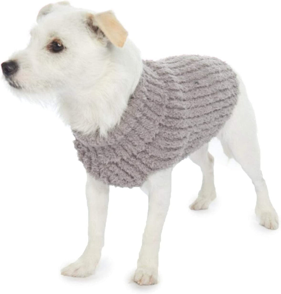 Barefoot Dreams CozyChic Ribbed Pet Sweater in Warm Gray – detail