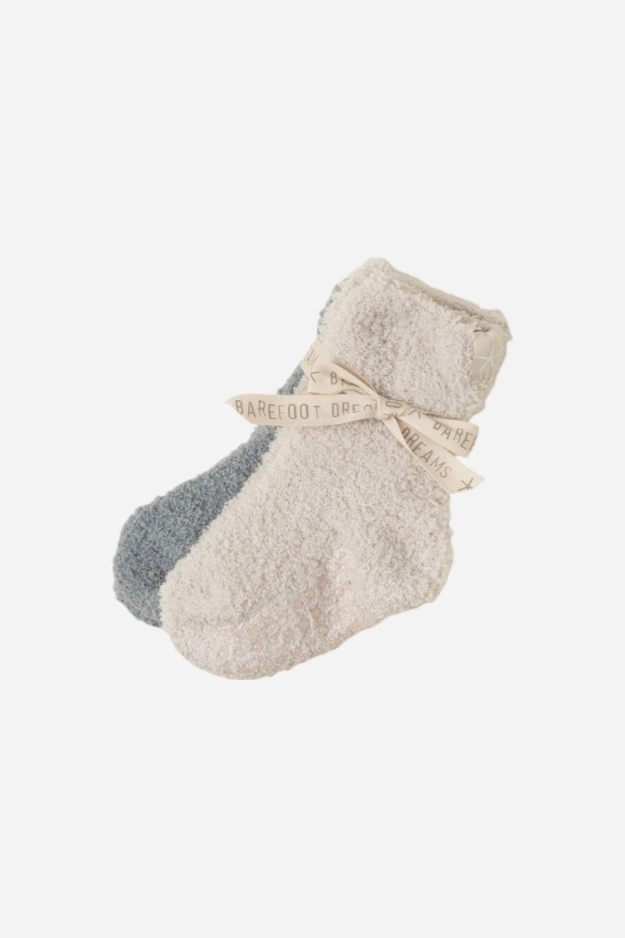 Barefoot Dreams CozyChic Toddler 2 Pack Socks Stone/Moonbeam – back view