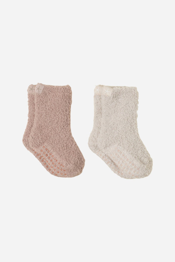Barefoot Dreams CozyChic Toddler 2 Pack Socks Stone/Willow
