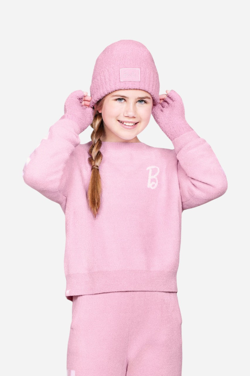 Barefoot Dreams CozyChic Youth Barbie Beanie Pink – side view