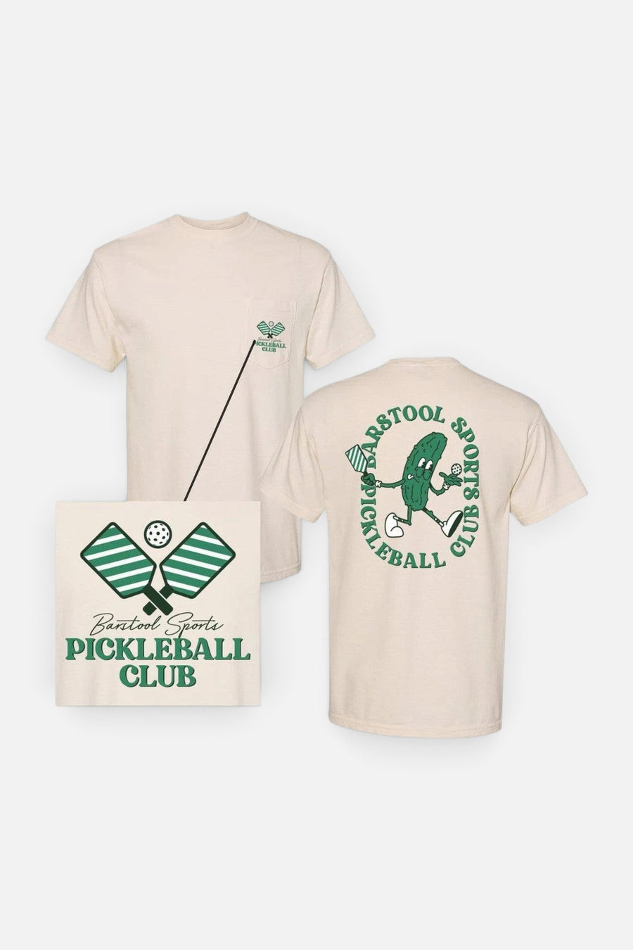 Barstool Sports Pickleball Club Pocket Tee in Ivory – front view