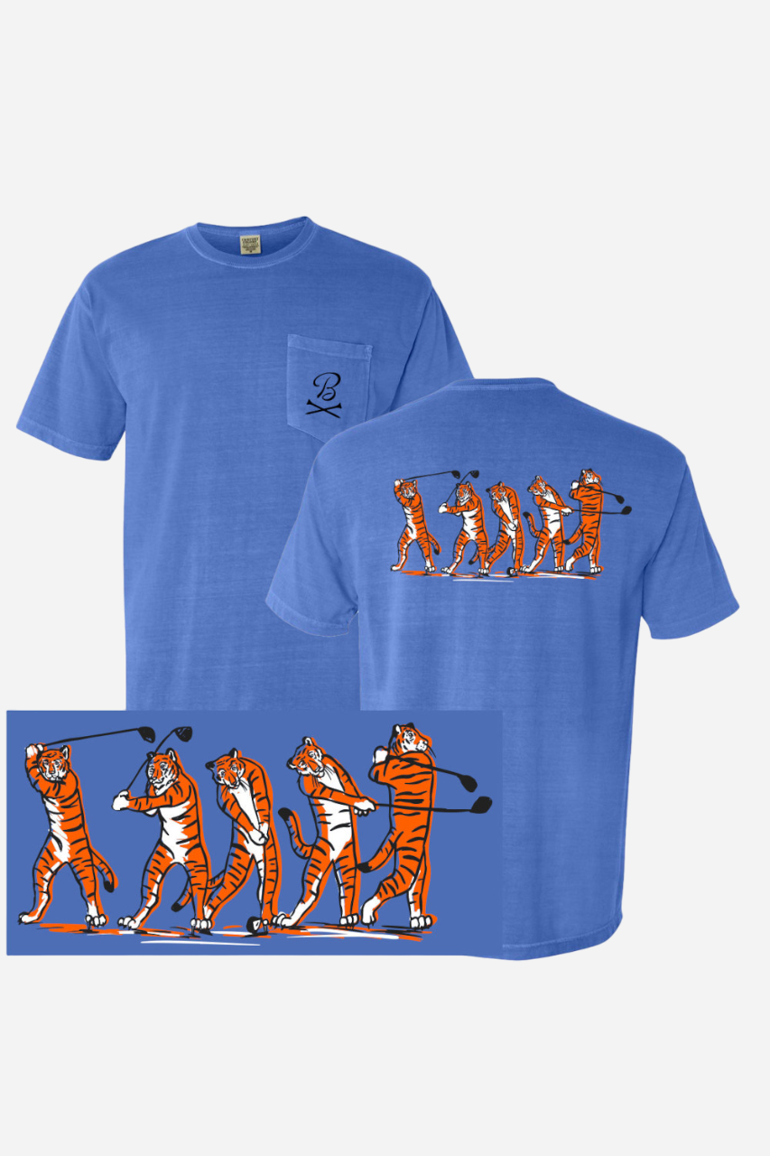 Barstool Sports Tiger Swing Pocket Tee in Blue – front view