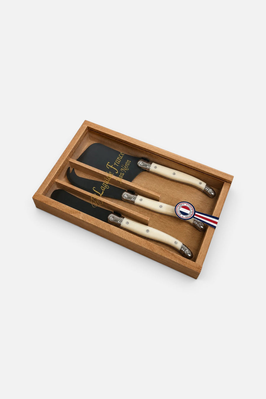 Be Home Laguiole 3 Piece Mini Cheese Set in Ivory – front view