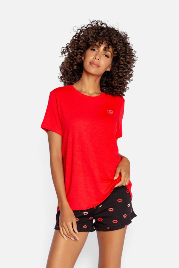 Be Mine Short Sleeve Tee in Cherry Red