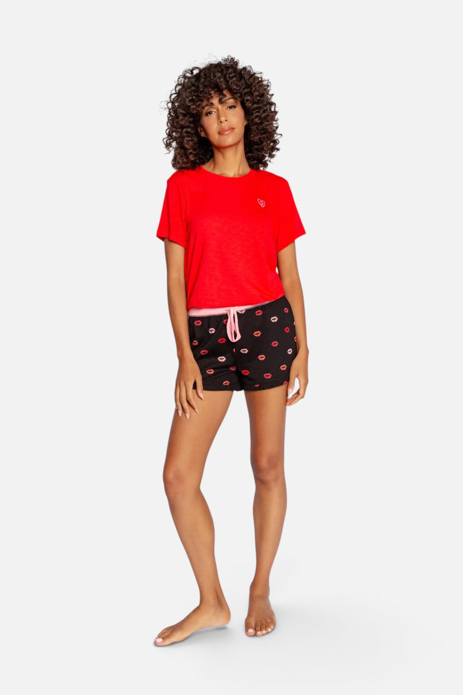 Be Mine Short Sleeve Tee in Cherry Red – side view