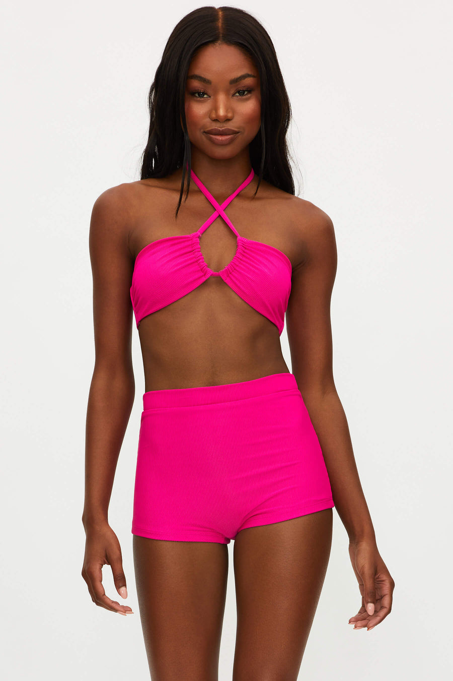 Beach Riot Abby Top in Bright Fuchsia – detail